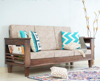 Bikaner Sheesham Wood 3 Seater Sofa - Three Seater Sofa - Furniselan - Grey-Finish