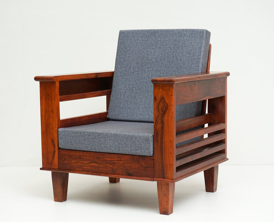 Bikaner Sheesham Wood 5 Seater Sofa With Coffee Table-3+1+1+Table - sofa - Furniselan - Maple-Finish