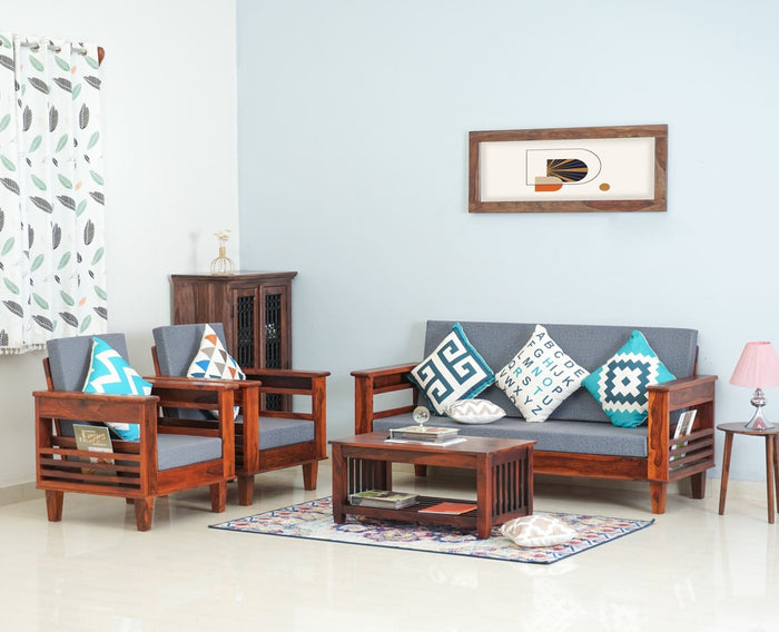 Bikaner Sheesham Wood 5 Seater Sofa With Coffee Table-3+1+1+Table - sofa - Furniselan