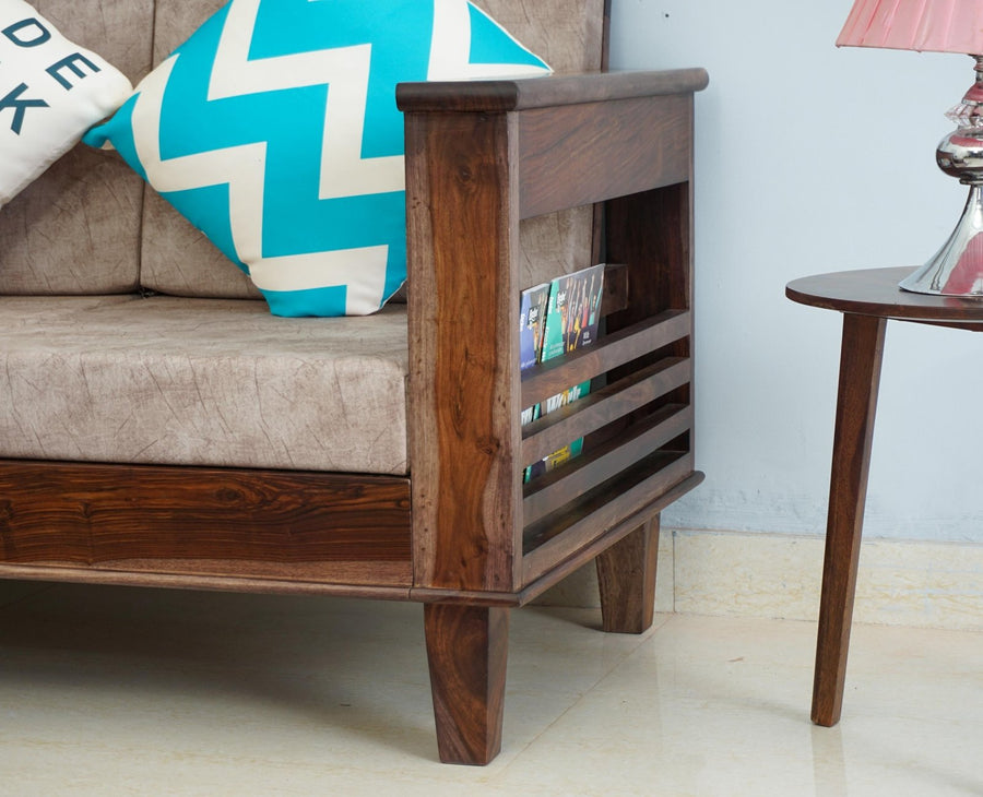 Bikaner Sheesham Wood 5 Seater Sofa With Coffee Table-3+1+1+Table - sofa - Furniselan - Grey-Finish