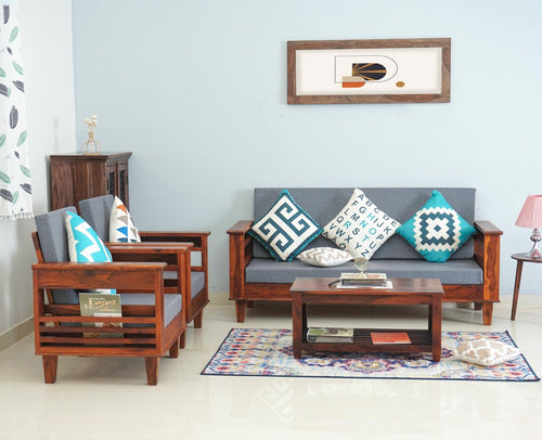 Bikaner Sheesham Wood 5 Seater Sofa With Coffee Table-3+1+1+Table - sofa - Furniselan