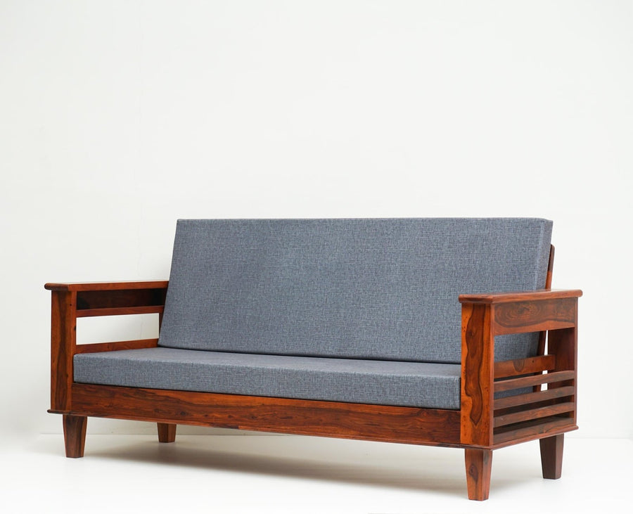 Bikaner Sheesham Wood 5 Seater Sofa With Coffee Table-3+1+1+Table - sofa - Furniselan - Maple-Finish