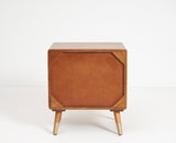 Boston Sold Wood Rattan Cane Two Drawer Bedside Table - Bedside Table - Furniselan Brown-Finish