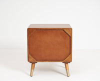 Boston Sold Wood Rattan Cane Two Drawer Bedside Table - Bedside Table - Furniselan Brown-Finish