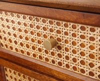 Boston Sold Wood Rattan Cane Two Drawer Bedside Table - Bedside Table - Furniselan Brown-Finish