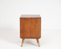 Boston Sold Wood Rattan Cane Two Drawer Bedside Table - Bedside Table - Furniselan Brown-Finish