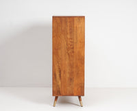Boston Solid Wood Rattan Cane Bar Cabinet with Glass Holder Storage Furniselan Brown-Finish