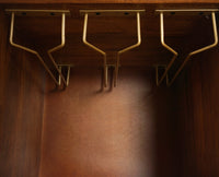 Boston Solid Wood Rattan Cane Bar Cabinet with Glass Holder Storage Furniselan Brown-Finish