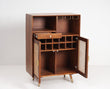Boston Solid Wood Rattan Cane Bar Cabinet with Glass Holder Storage Furniselan Brown-Finish