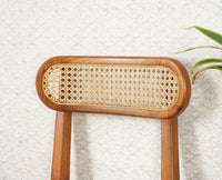 Boston Solid Wood Rattan Cane Chair Set of Two Furniselan Brown-Finish