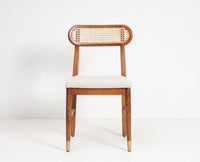 Boston Solid Wood Rattan Cane Chair Set of Two Furniselan Brown-Finish
