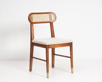 Boston Solid Wood Rattan Cane Chair Set of Two Furniselan Brown-Finish