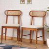 Boston Solid Wood Rattan Cane Chair Set of Two Furniselan Brown-Finish