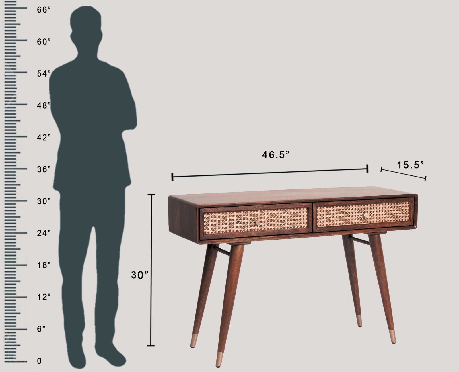 Boston Solid Wood Rattan Cane Console Table-Buy Online Today