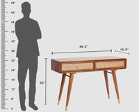 Boston Solid Wood Rattan Cane Console Table - Console Table - Furniselan Brown-Finish