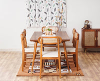 Boston Solid Wood Rattan Cane Dining Table Eight Seater Set (Copy) Furniselan Brown-Finish