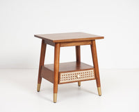 Boston Solid Wood Rattan Cane Side Table - Bedside Table - Furniselan Brown-Finish