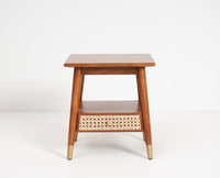 Boston Solid Wood Rattan Cane Side Table - Bedside Table - Furniselan Brown-Finish