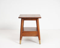 Boston Solid Wood Rattan Cane Side Table - Bedside Table - Furniselan Brown-Finish