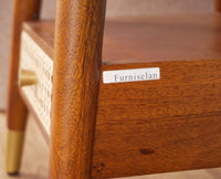 Boston Solid Wood Rattan Cane Side Table - Bedside Table - Furniselan Brown-Finish