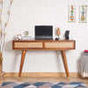 Boston Solid Wood Rattan Cane Study Laptop Table with Two Drawer - Study Table - Furniselan Brown-Finish