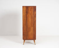 Boston Solid Wood Rattan Cane Tall Chest of Drawer Five Drawer Furniselan Brown-Finish