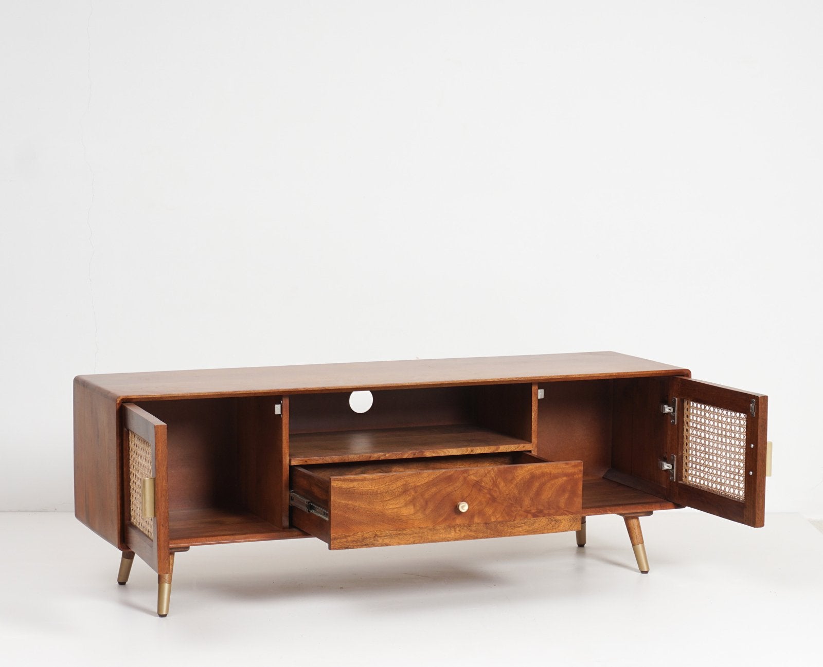 Boston Solid Wood Rattan Cane Tv