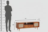 Boston Solid Wood Rattan Cane Tv Cabinet - Tv Cabinet - Furniselan Brown-Finish