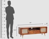 Boston Solid Wood Rattan Cane Tv Cabinet - Tv Cabinet - Furniselan Brown-Finish