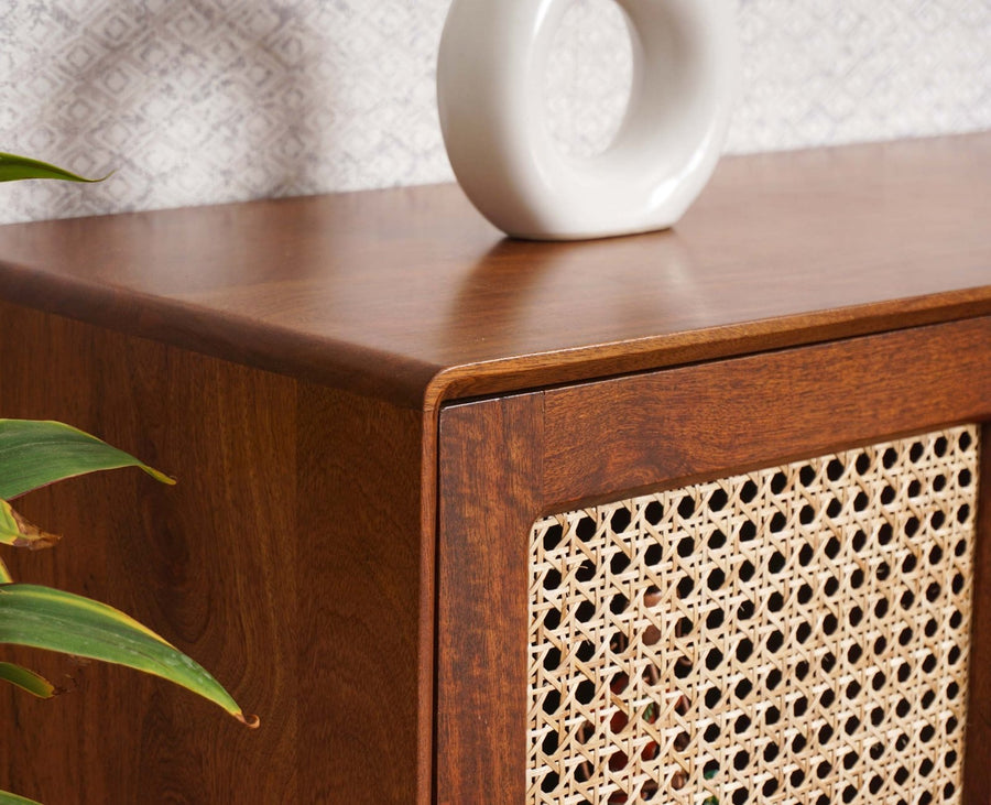 Boston Solid Wood Rattan Cane Tv Cabinet - Tv Cabinet - Furniselan