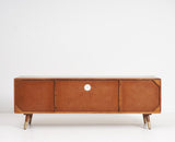Boston Solid Wood Rattan Cane Tv Cabinet - Tv Cabinet - Furniselan Brown-Finish
