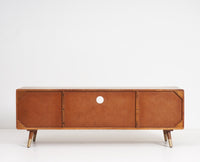 Boston Solid Wood Rattan Cane Tv Cabinet - Tv Cabinet - Furniselan Brown-Finish