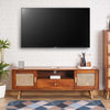 Boston Solid Wood Rattan Cane Tv Cabinet - Tv Cabinet - Furniselan Brown-Finish