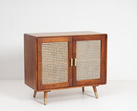 Boston Solid Wood Rattan Cane Two Door Sidebaord Cabinet - Sideboard - Furniselan Brown-Finish