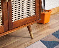 Boston Solid Wood Rattan Cane Two Door Sidebaord Cabinet - Sideboard - Furniselan Brown-Finish
