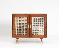 Boston Solid Wood Rattan Cane Two Door Sidebaord Cabinet - Sideboard - Furniselan Brown-Finish