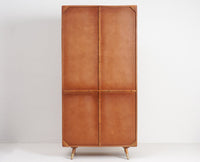 Boston Solid Wood Rattan Cane Wardrobe Furniselan Brown-Finish