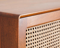 Boston Solid Wood Rattan Cane Wardrobe Furniselan Brown-Finish