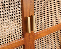 Boston Solid Wood Rattan Cane Wardrobe Furniselan Brown-Finish