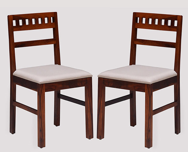Brazos Sheesham Wood Study Dining Chair Set of Two - Wooden Chairs - Furniselan  -  Maple-Finish