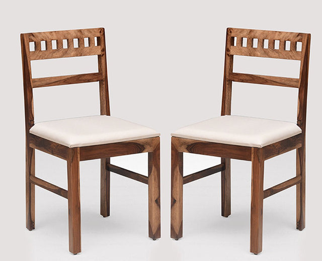 Brazos Sheesham Wood Study Dining Chair Set of Two - Wooden Chairs - Furniselan - Rustic-Teak-Finish