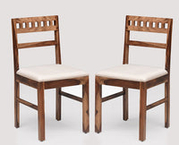 Brazos Sheesham Wood Study Dining Chair Set of Two - Wooden Chairs - Furniselan - Rustic-Teak-Finish
