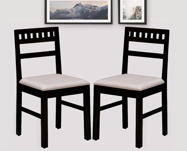 Brazos Sheesham Wood Study Dining Chair Set of Two -  Wooden Chairs - Furniselan - Walnut-Finish