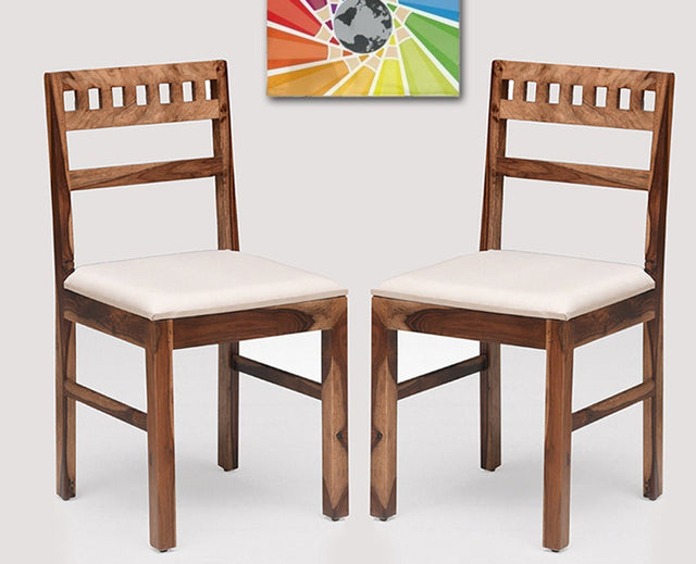 Brazos Sheesham Wood Study Dining Chair Set of Two - Wooden Chairs - Furniselan - Rustic-Teak-Finish