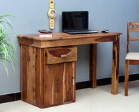Cabinda Solid Wood Writing Study Table, Study Laptop Desk with Drawer - Study Table - Furniselan - Rustic-Teak-Finish