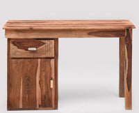 Cabinda Solid Wood Writing Study Table, Study Laptop Desk with Drawer - Study Table - Furniselan - Rustic-Teak-Finish