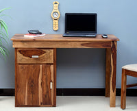 Cabinda Solid Wood Writing Study Table, Study Laptop Desk with Drawer - Study Table - Furniselan - Rustic-Teak-Finish