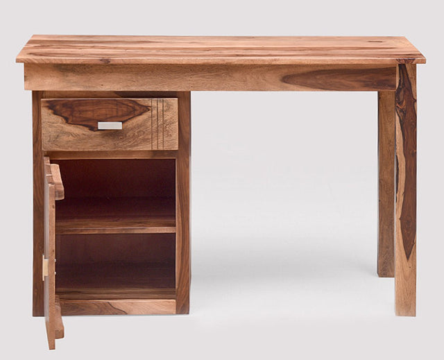 Cabinda Solid Wood Writing Study Table, Study Laptop Desk with Drawer - Study Table - Furniselan - Rustic-Teak-Finish