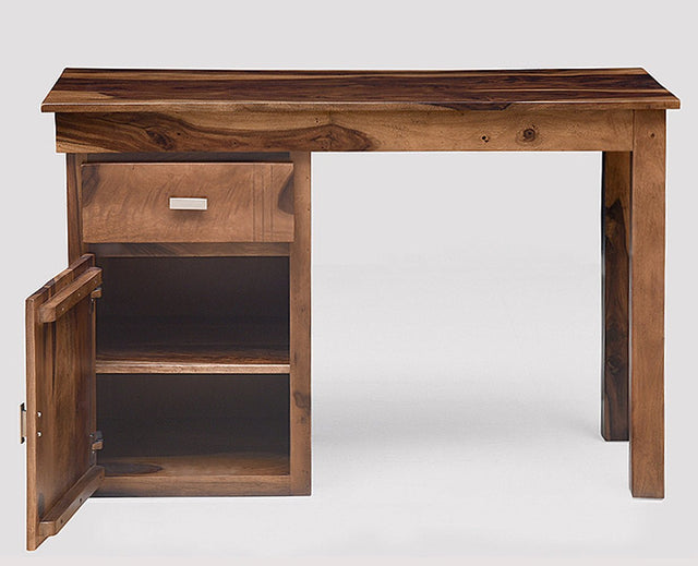 Cabinda Solid Wood Writing Study Table, Study Laptop Desk with Drawer - Study Table - Furniselan - Teak-Finish