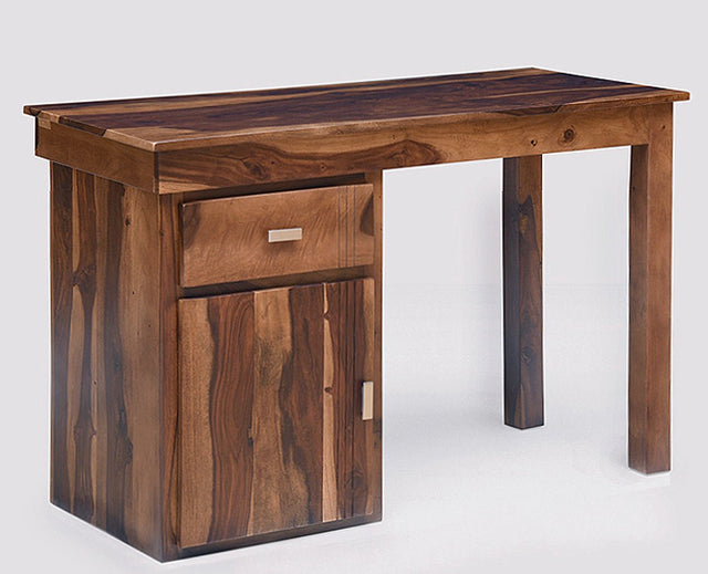 Cabinda Solid Wood Writing Study Table, Study Laptop Desk with Drawer - Study Table - Furniselan - Teak-Finish